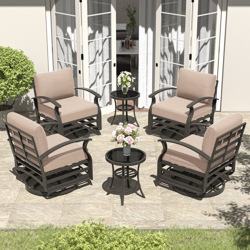 Ensemble de chaises pivotantes de 28,5 po de largeur avec table basse (ensemble de 2), Sable