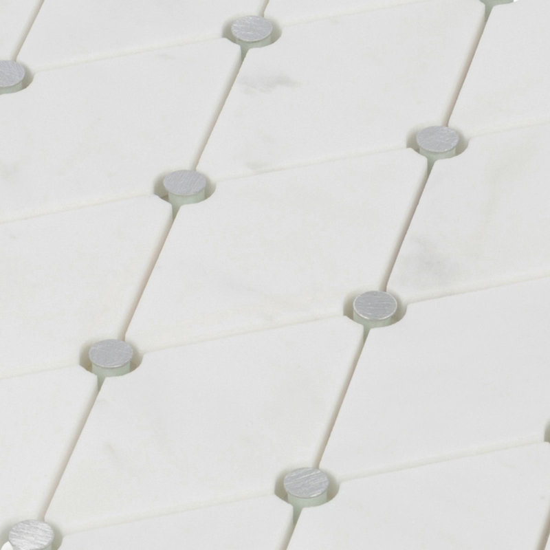 11.5" x 12.75" Marble Mosaic Tile, White/Silver