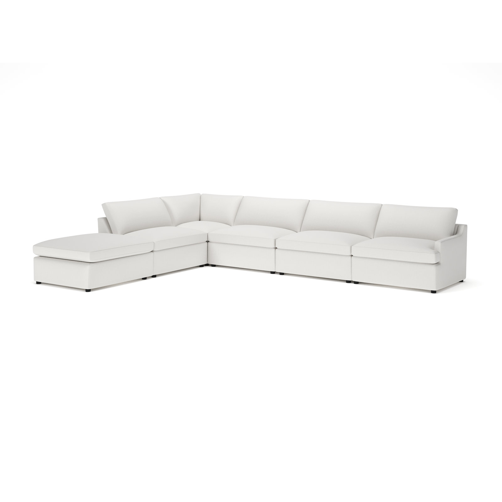 Essex Chaise Sectional, Left Hand Facing, Macarena Beige Basketweave Fabric