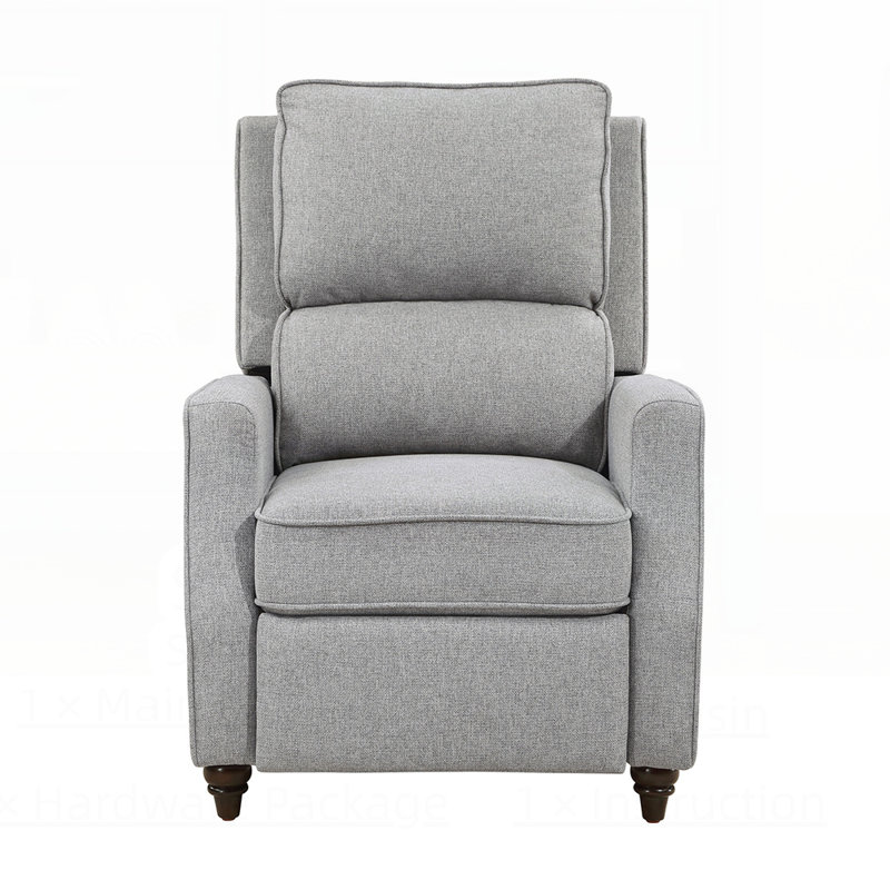 Fabric Upholstered Push Back Reclining Chair, Comfortable and Durable Solid Wood Frame, Transitional Style Furniture for Modern Living