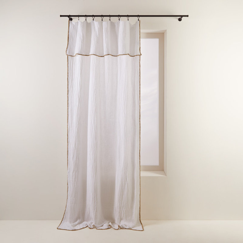 Cotton Blend Curtain Single Panel, 250 x 280cm, White