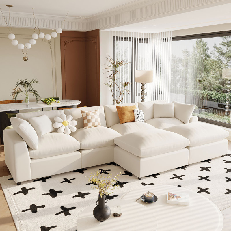 U_STYLE Grand canapé modulaire en U moderne, Polyester beige