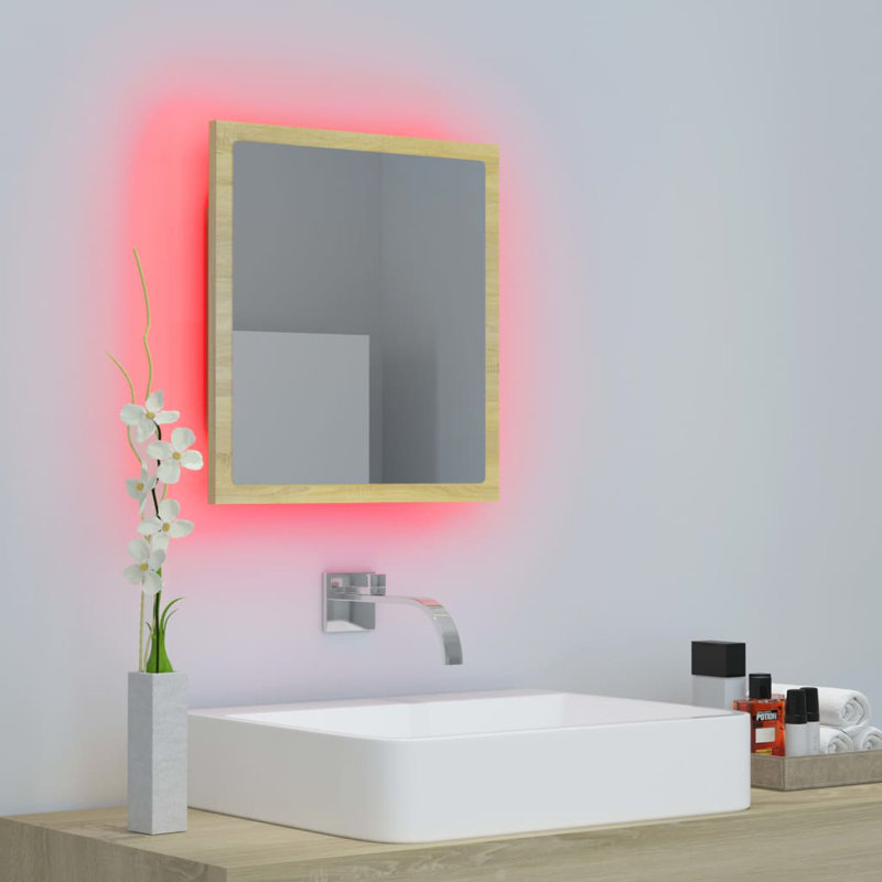 Engineered Wood Flat Wall Mirror, Sonoma Oak, 14.57" x 23.62"