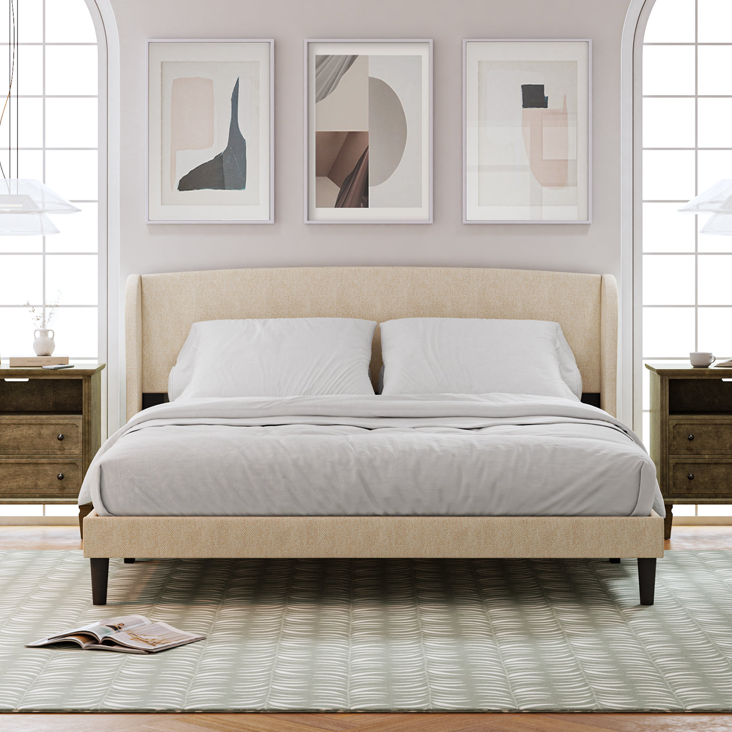 Lark Manor™ Amati Upholstered Wingback Platform Bed & Reviews | Wayfair