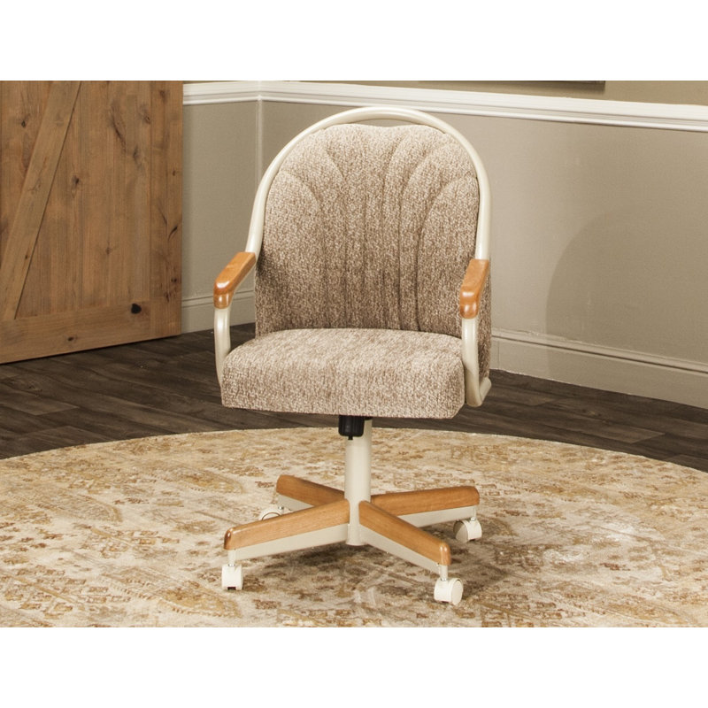 Chaise avec accoudoirs pivotante et inclinable Britney, Blé / blanc cassé