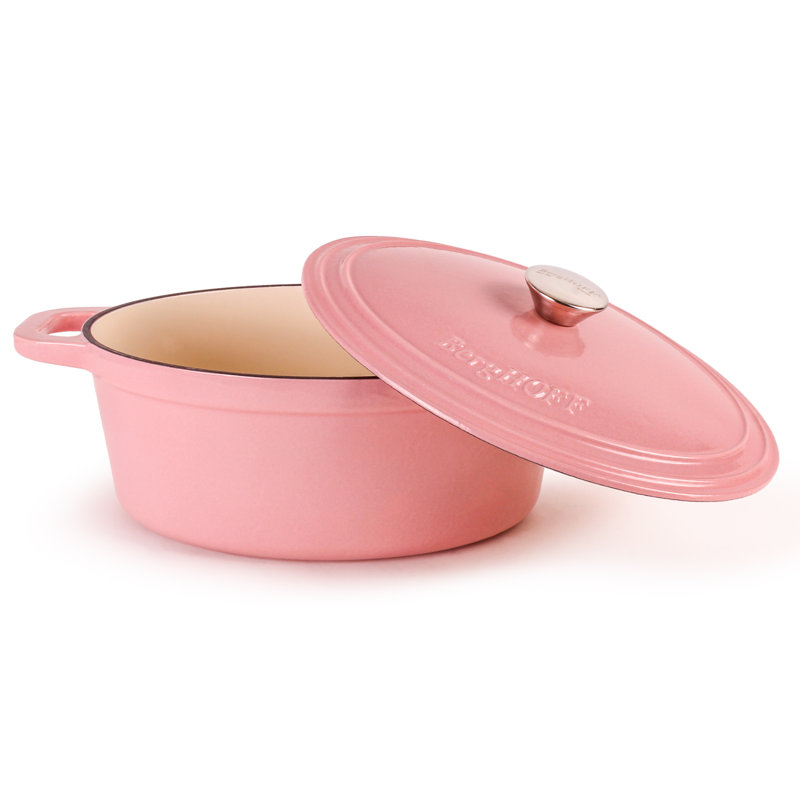 Batterie de cuisine en fonte 4 pièces Neo avec et 7 pintes Fours néerlandais couverts, Rose