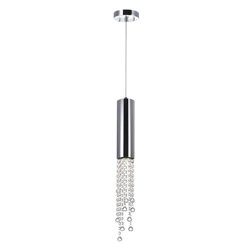 Mini-luminaire suspendu moderne en chrome de 5 po Bain - Luminaire suspendu 1 lumière vers le bas avec base GU10 - Hauteur de suspension réglable - Idéal pour un îlot de cuisine, un bar ou une chambre à coucher