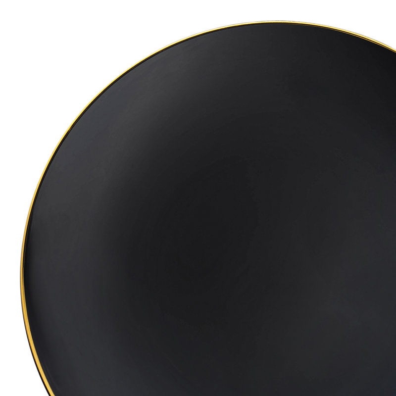 Assiettes à dîner jetables rondes noires en plastique noir (10,25 po)