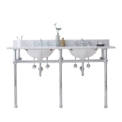 Embassy Stone Oval Console Bathroom Sink with Faucet and Overflow
