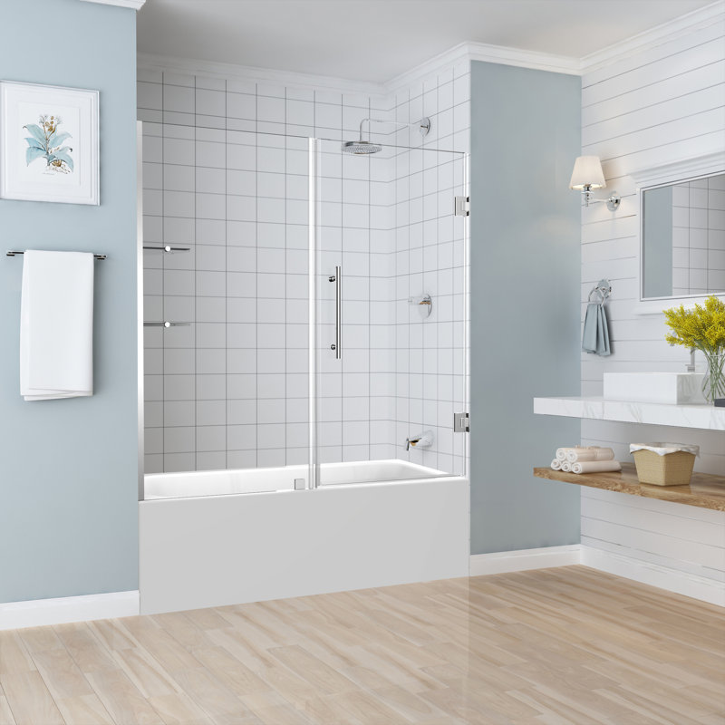 Porte de baignoire à charnière sans cadre 60 po x 60 po Belmore GS, Chrome