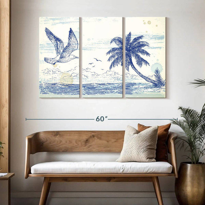 Brampt Summer Beach Drawing, 32" H x 50" W