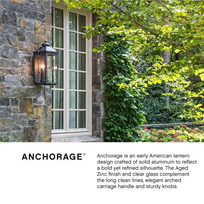 Anchorage 2-Light Outdoor Wall Lantern, 17.75" H x 9.25" W x 7.75" D, Aged Zinc