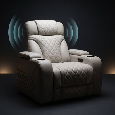 Swiss 38" Wide Breathable Vegan Leather Power Recliner With Built-In Audio And Storage
