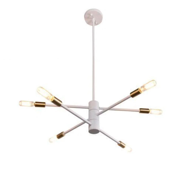 Lustre en acier à 6 lumières Yudi, Blanc / or doux