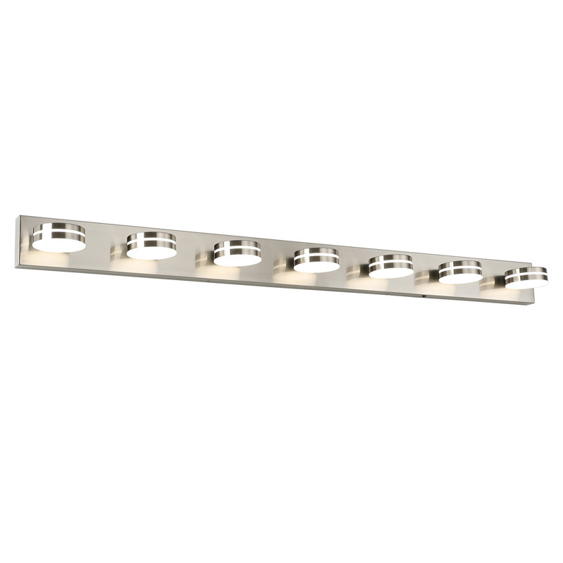 Luminaire de meuble-lavabo moderne 7 lumières DEL 5CCT à intensité variable sur miroir, 7, Nickel