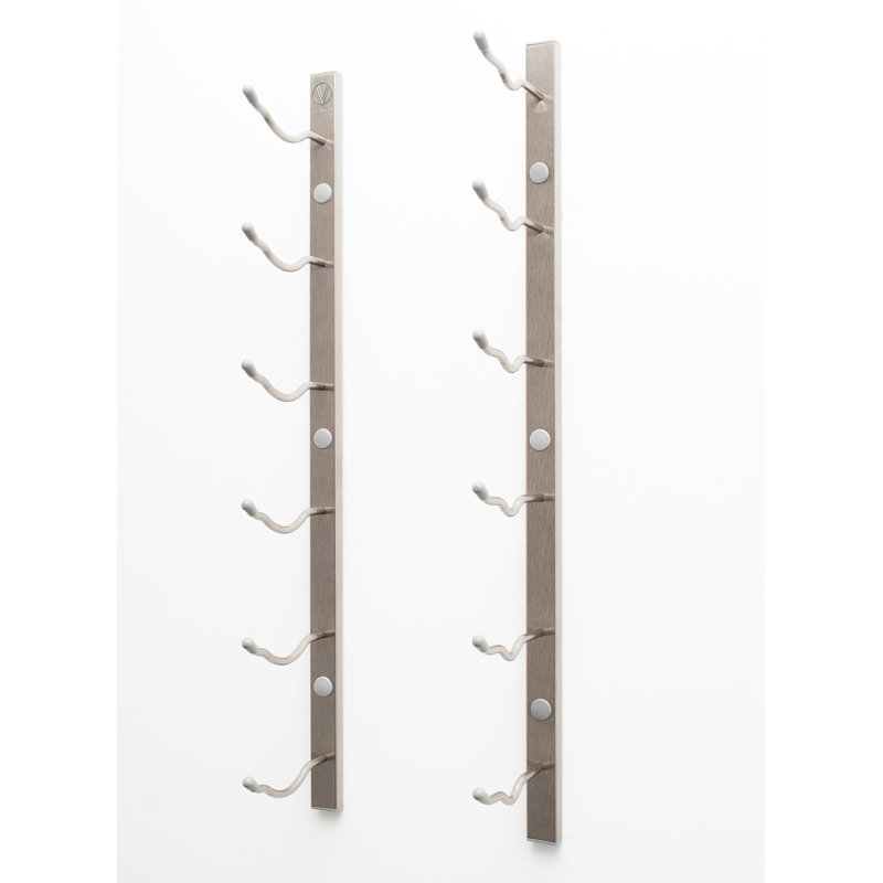W Series Wall Mounted 6 Bottle Wine Rack, Brushed Nickel