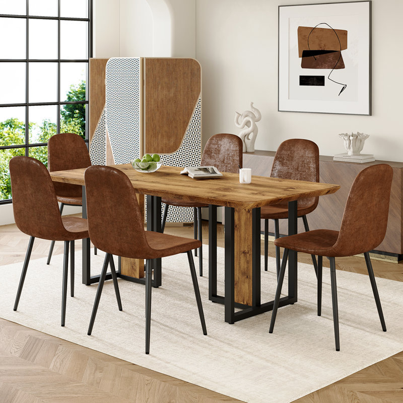  67" Modern Dining Table Set for 4-6 – Kitchen & Dining Room Set with Rectangular Table and Upholstered Chairs