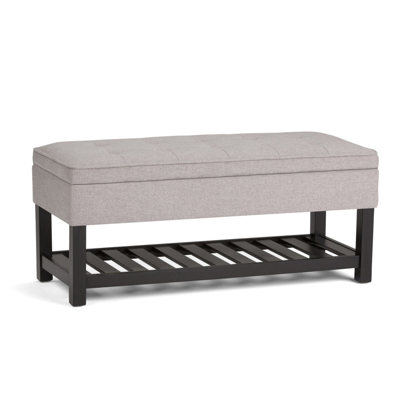 Banc de rangement avec repose-pieds capitonné et tablette ouverte Cosmopolitan, Gris nuageux