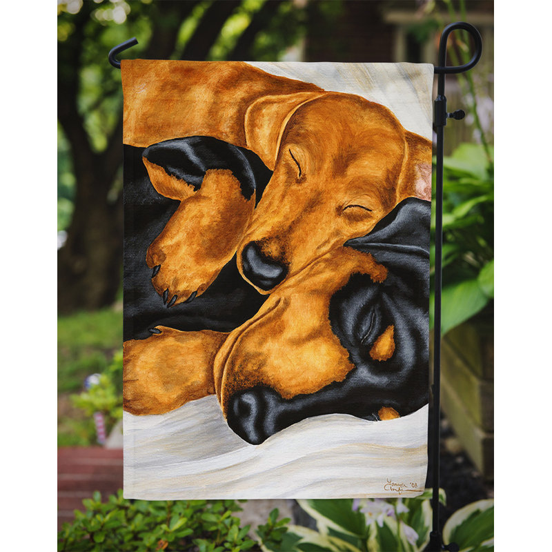 Drapeau de jardin 2 côtés teckel snuggles, H 15 po x l 11 po