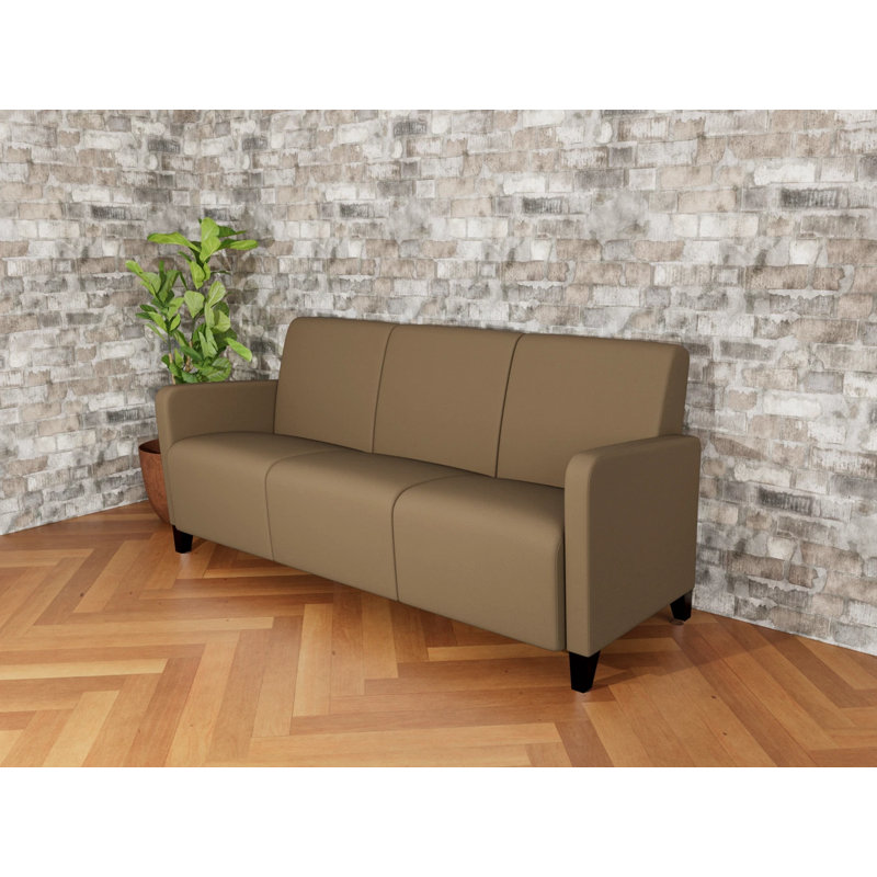 Ravenna Lounge Reception 3 Seat Tandem Seating No Center Arm, Black Wood, Patriot Plus Taupe