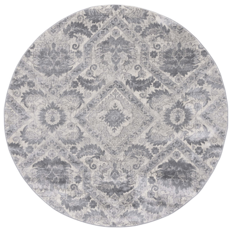 Claudean Performance Damask Rug, Round 6'7"