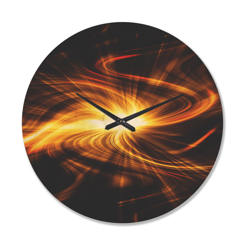 Explosion de feu en noir - Horloge murale moderne en bois, Très grand