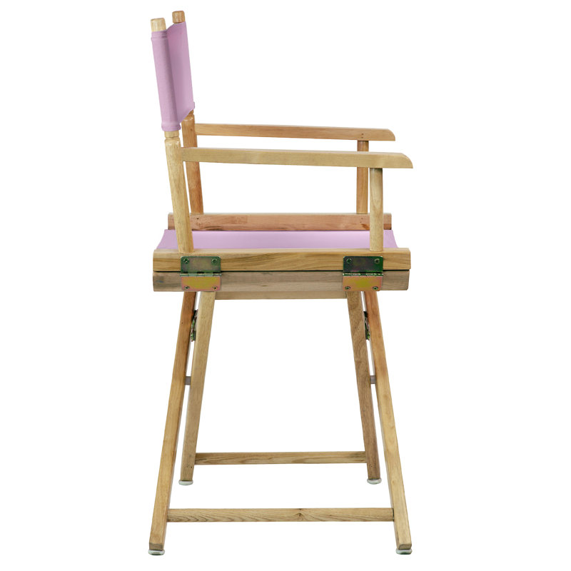18" Folding Director Chair, Natural, Pink