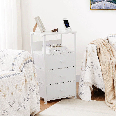  Table de bout avec 3 tiroirs en tissu