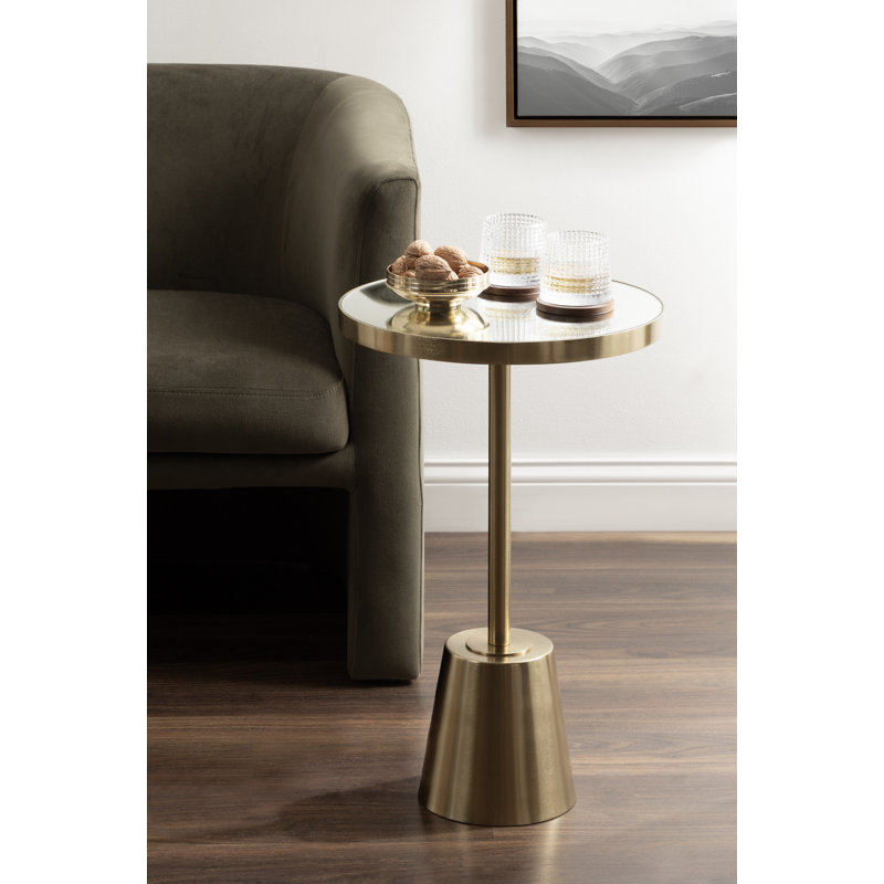 Hardeman Genuine Marble Pedestal End Table, Gold