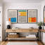 «Abstract Vibrant Color Blocks», œuvre d'art moderne de style Mid-Century, images murales multicolores géométriques, ensemble de 3 impressions sur toile encadrées-119460503-75848669