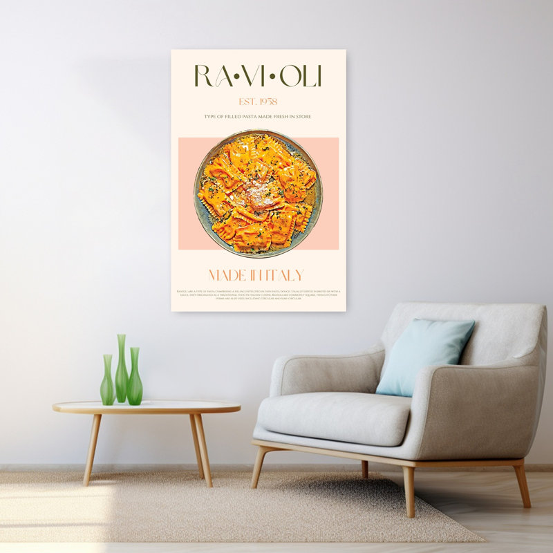 Ravioli délice rétro, art mural rétro, H 48 po x l 32 po