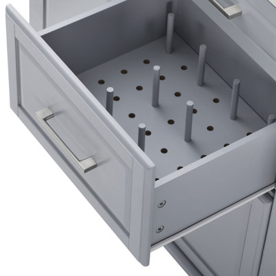 Îlot de cuisine 50,7 po avec rangement, poubelle inclinable et organisateur d'armoire escamotable, îlot de cuisine sur roulettes à 5 roulettes avec abattant, 2 tiroirs, 1 porte