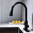 Matte Black Kitchen Faucet With Pull-Out Spray: Stainless Steel, 360 Rotating Spout, Corrosion Feature, Single Handle For Water Temperature & Flow Rotatable Head, Coating, All Kinds Of Control Needs-170376442