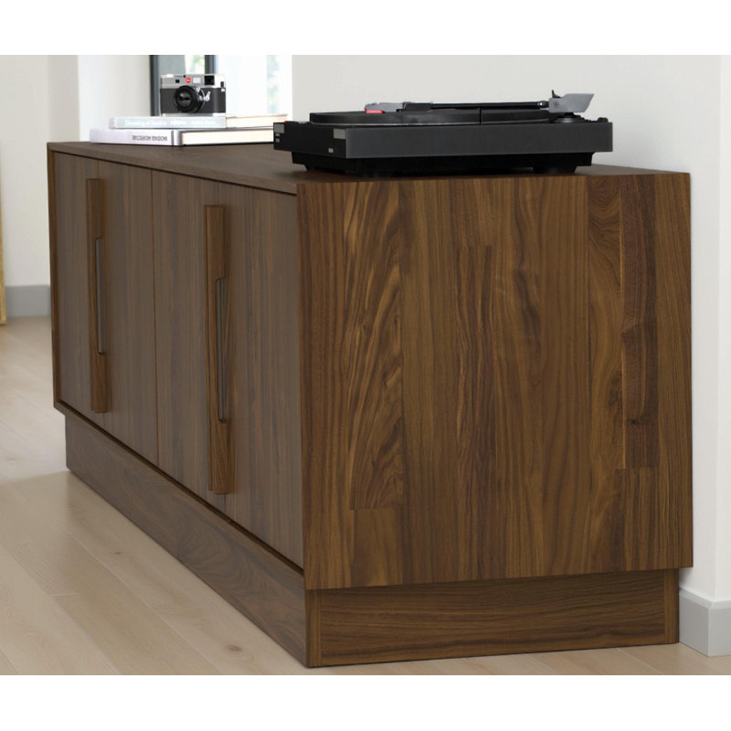 Moduluxe Media Console, 23.75" H x 66.13" L x 19" W, Natural Walnut
