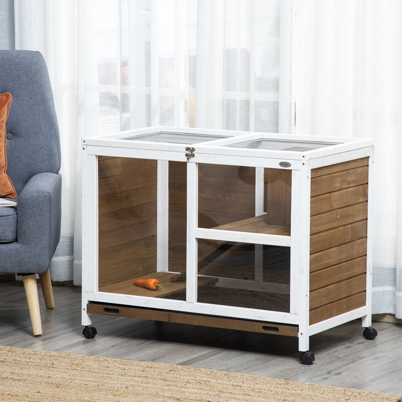 Petite cage à roulettes avec roulettes, bureau et table d'appoint