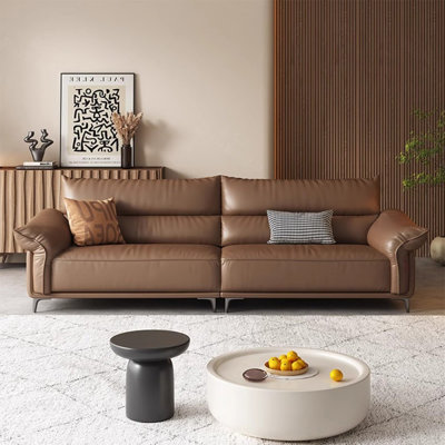 Coffee Genuine Leather Modular Sofa cushion couch