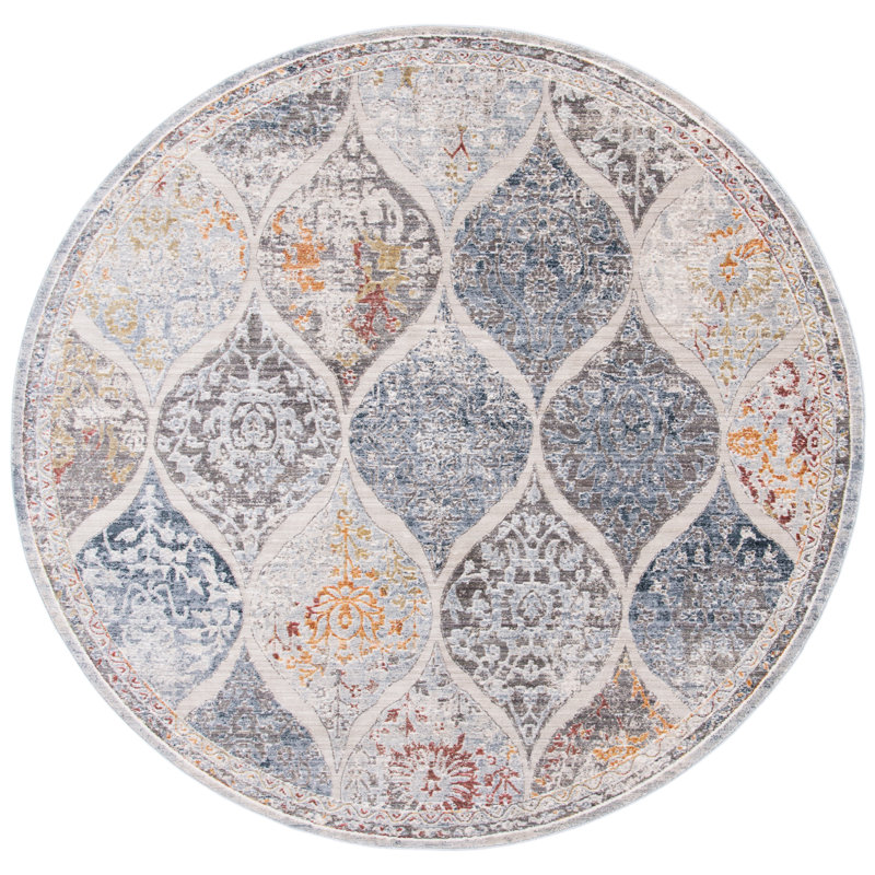 History 500 Performance Geometric Rug, Round 6'7"