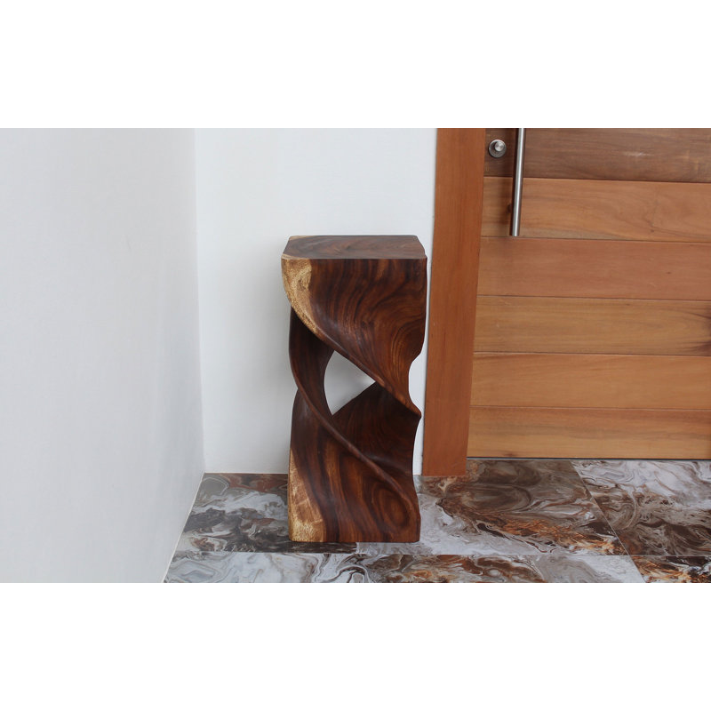 Ahliya Solid Wood Block End Table Set, Walnut, 23" H x 14" W x 14" D