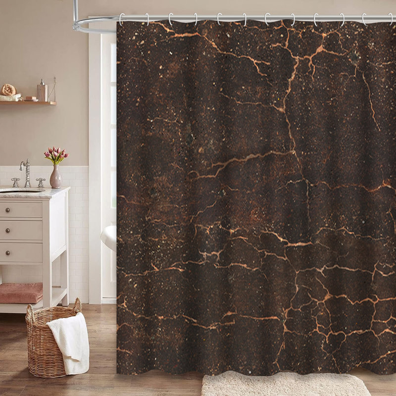 Rideau de douche beige à motif abstrait en marbre beige avec 12 crochets, L 72 po x l 84 po