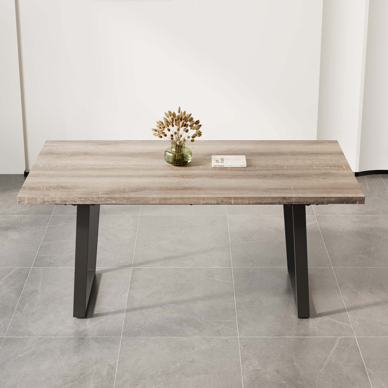 62.9-Inch Rectangular MDF Dining Table, Brown