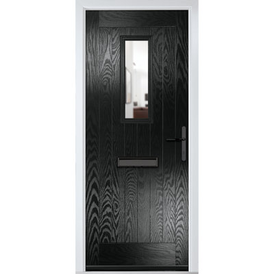 Crystal GRP Front door Sunningdale Anthracite Grey 920mm x 2090mm Open in Right hand Clear Glass