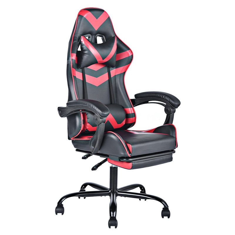 Fauteuil de jeu et de course pivotant réglable en similicuir avec repose-pieds Inbox Zero Lamiah