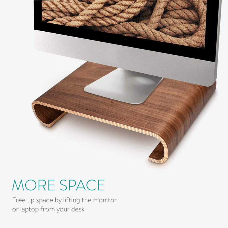 Wood Monitor Stand Riser - Computer Desk Organizer Desktop Dock Wooden Mount Display For PC TV Screen Notebook Laptop
