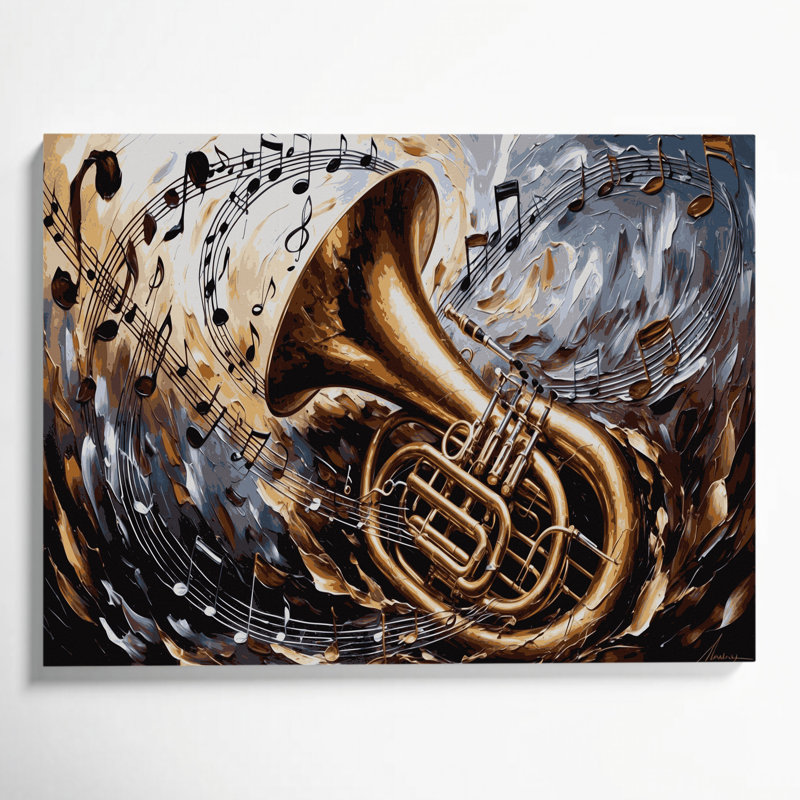 «Music Tuba Brown», art mural sur toile, H 8 po x l 10 po