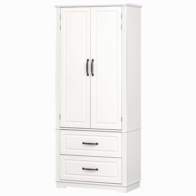 71" Farmhouse Kitchen Pantry Cabinet With 2 Large Drawers,Embossed Texture Freestanding Cupboard Cabinet With 8 Door Shelves And 3 Cabinet Shelves For Kitchen,Dining Room,Living Room,Laundry