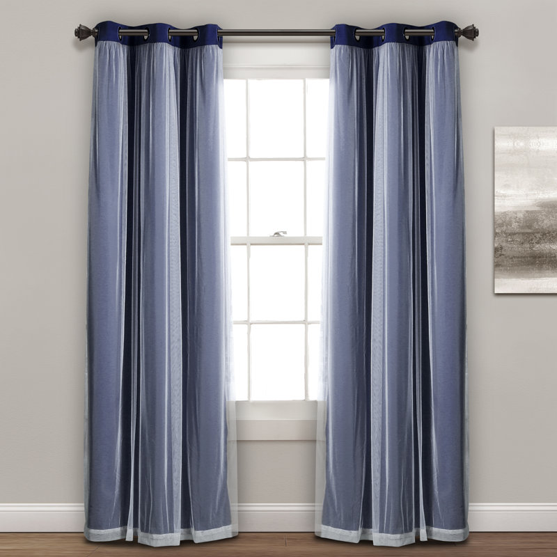 Rideaux unis occultant et isolants, Bleu marine, L 38 po x L 95 po