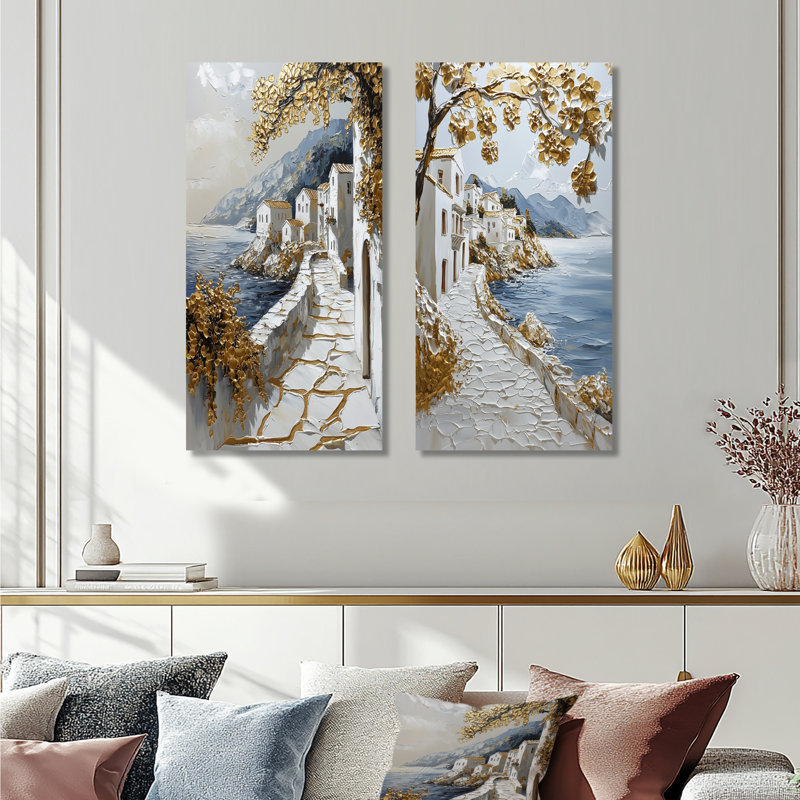 Ensemble de 2 pièces d'art mural Aegean Coast Turkish I - Istanbul, H 40 po x l 40 po, Toile tendue
