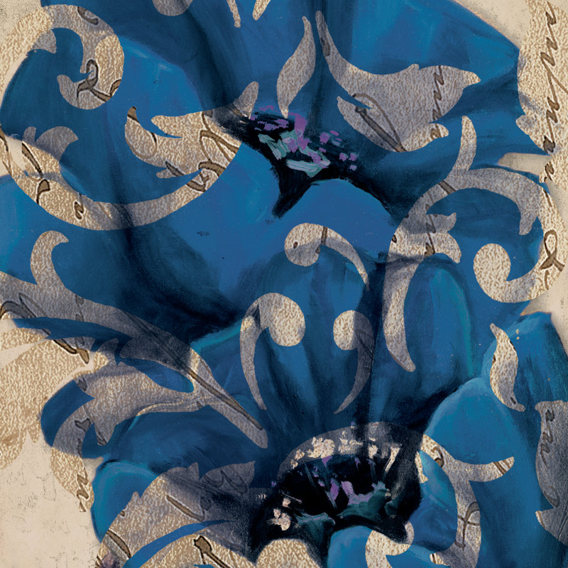 Indigo Flower Paisley - Wrapped Canvas Painting, 30cm H x 30cm W x 3.8cm D