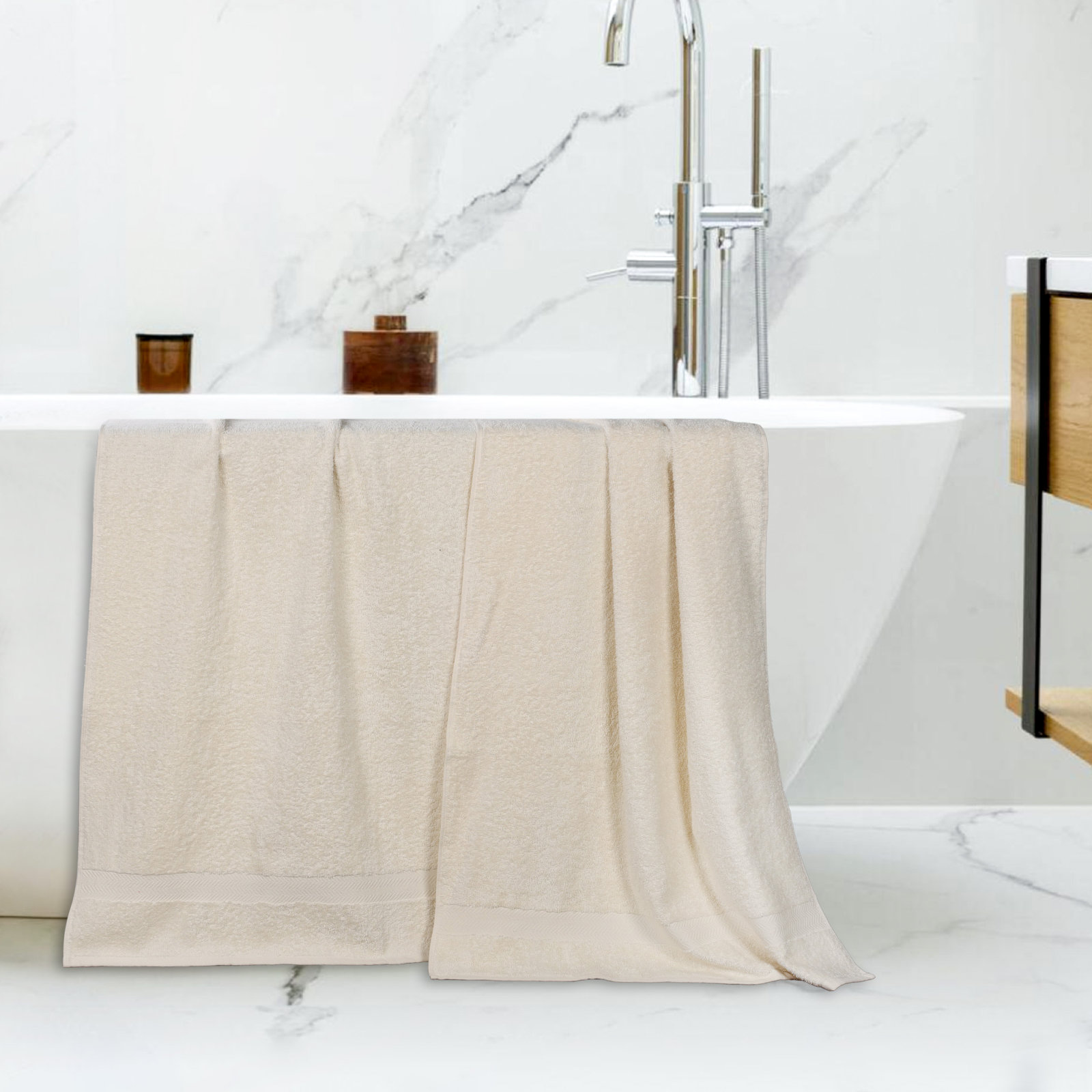 Franklin Cotton Lightweight Quick-Drying Face Towel Washcloth, Ivory, 2 Pieces Towel Set