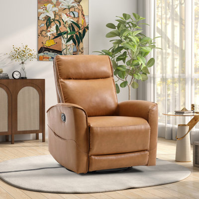30.7'' Wide Modern and Overstuffed Soft Vegan Leather Manual Swivel and Rocker Recliner